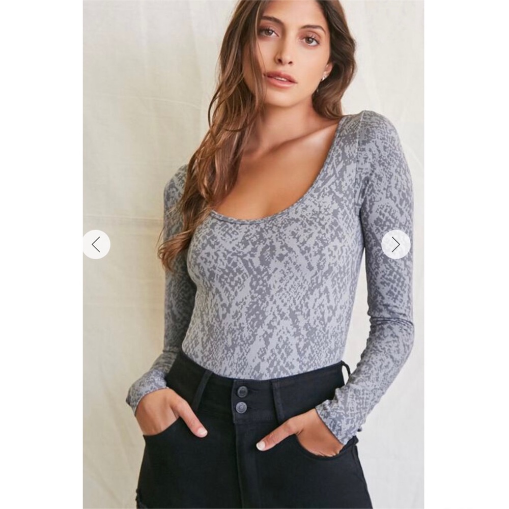 Snake Print Long Sleeve Bodysuit